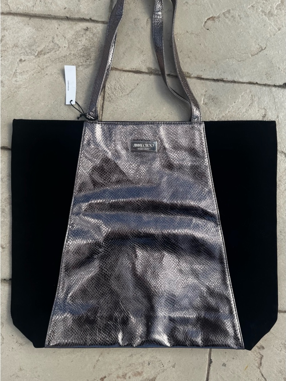 Jimmy Choo Black & Metallic Silver Tote Bag